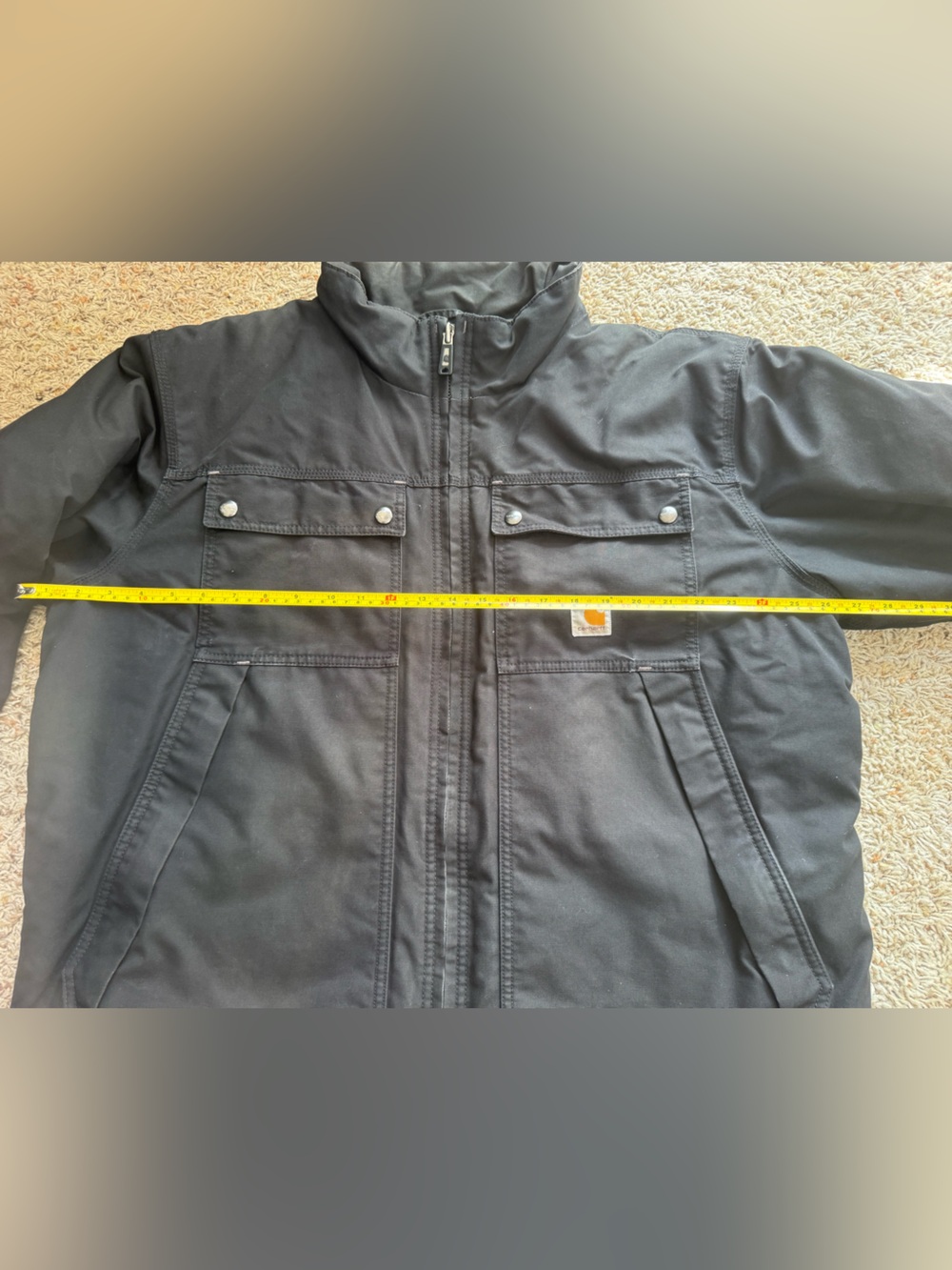 Carhartt Jacket Black Quick Duck Canvas Full Zip Insulated Workwear XL Outdoor - Picture 2 of 9